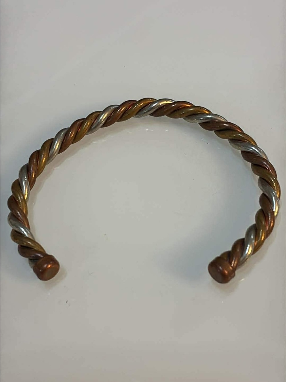 Twisted Metal Cuff Bracelet in Copper and Silver Tones